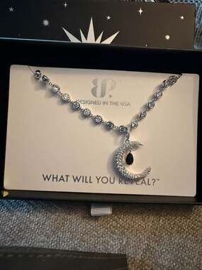 BP Bella's Luxe Ultra Rare Unicorn Crescent Moon Necklace, Lab-Created Onyx Sand
